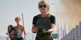 Sarah Connor Looking badass in Terminator: Dark Fate; or Linda Hamilton's sunglasses