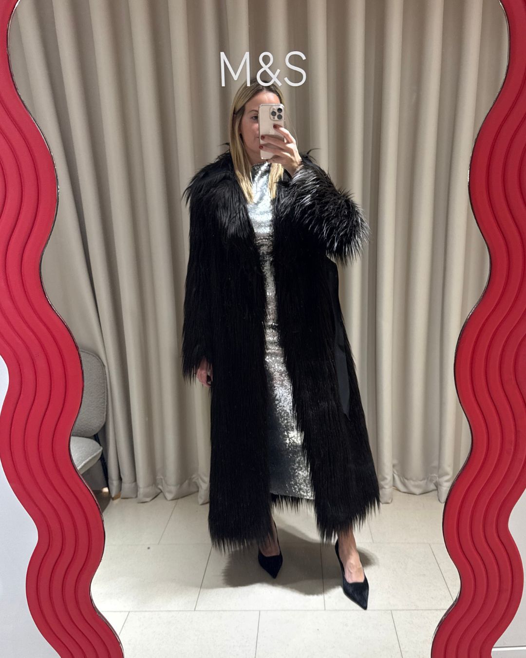 Lily Russo-Bah trying on the new M&amp;amp;S x 16 Arlington collaboration