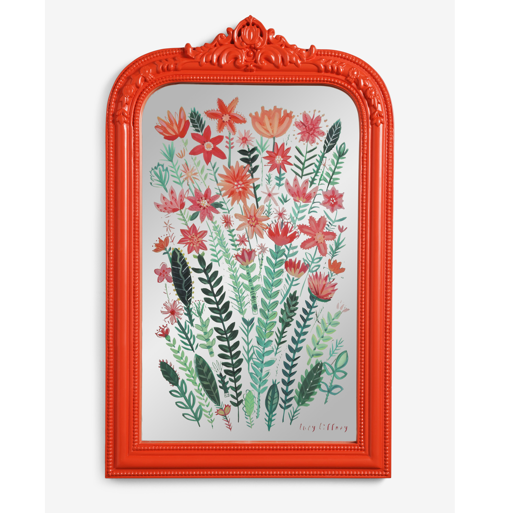 Lucy Tiffney Orange Floral Mirrored Wall Art at Next