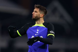 Rodrigo Bentancur of Tottenham Hotspur during the Premier League match between Fulham FC and Tottenham Hotspur at Craven Cottage on January 23, 2023 in London, United Kingdom.