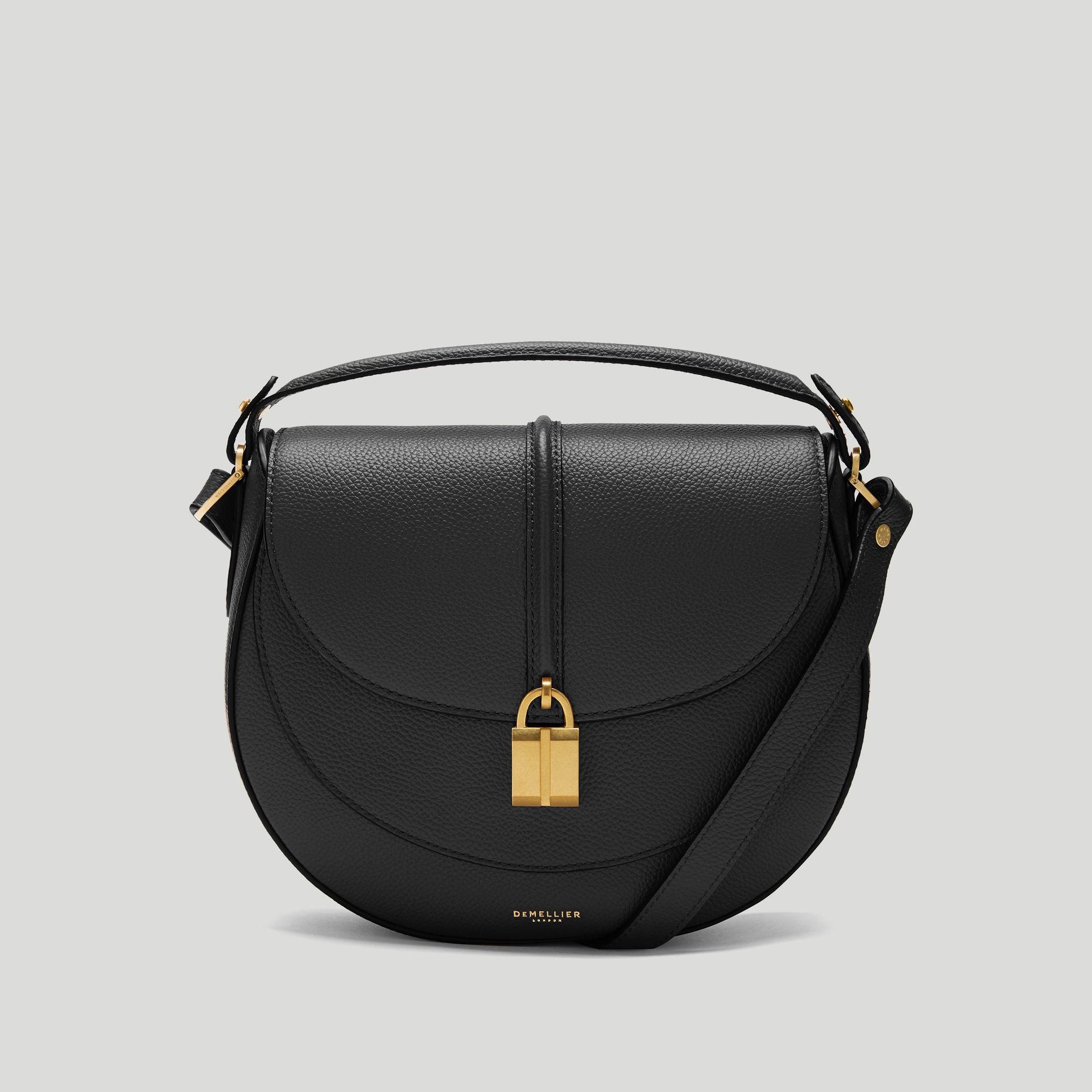 The Siena Saddle | Black Small Grain | Demellier