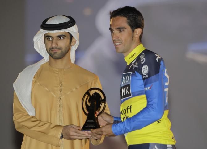 Alberto Contador at a presentation about a new race in Dubai