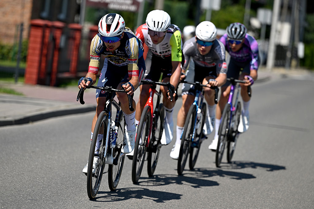 ZAKOPANE, POLAND - AUGUST 08: Martin Svrcek of Slovakia and Team Soudal Quick-Step competes in the breakaway during the 82nd Tour de Pologne 202, Stage 5 a 206.1km stage from Katowice to Zakopane / #UCIWT / on August 08, 2025 in Zakopane, Poland. (Photo by Luc Claessen/Getty Images)