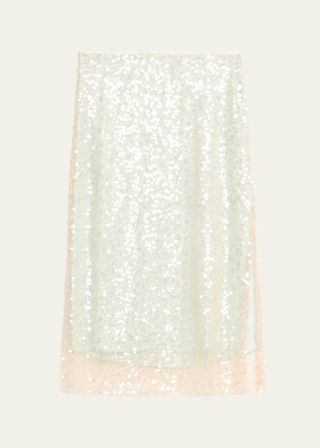 Sequined Overlay Midi Skirt