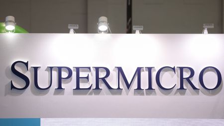The logo of Supermicro is seen during Computex 2024 in Taipei on June 4, 2024. (Photo by I-Hwa CHENG / AFP) (Photo by I-HWA CHENG/AFP via Getty Images)