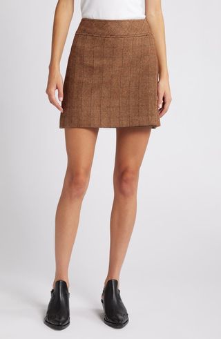 Herringbone Tweed Miniskirt