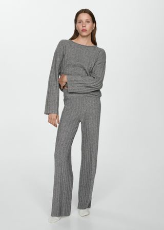 Straight-Fit Rib-Knit Pants - Women | Mango Usa