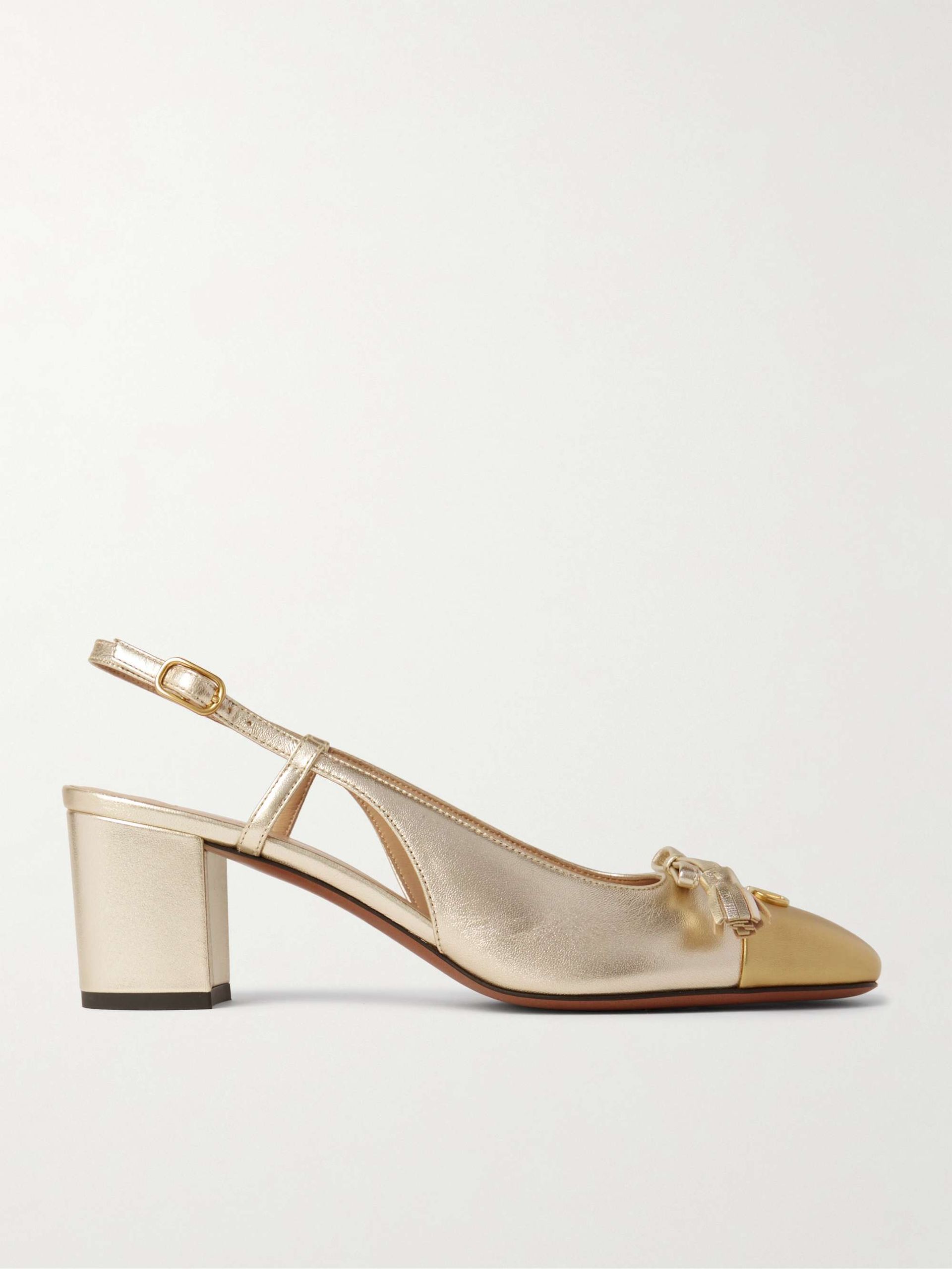 Valet Du Roi 60 Tasseled Two-Tone Metallic Leather Slingback Pumps
