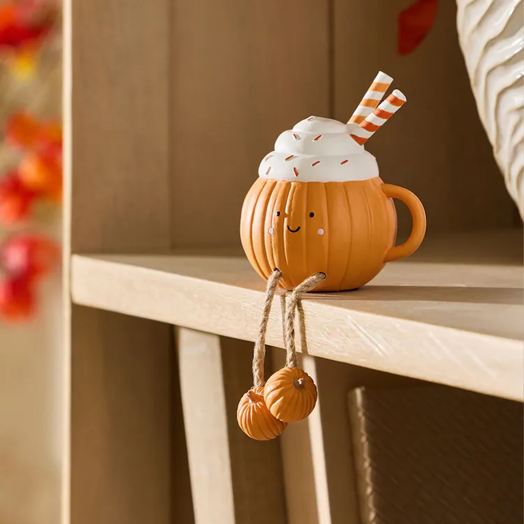 next, Orange Pumpkin Spice Latte Dangly Character Ornament