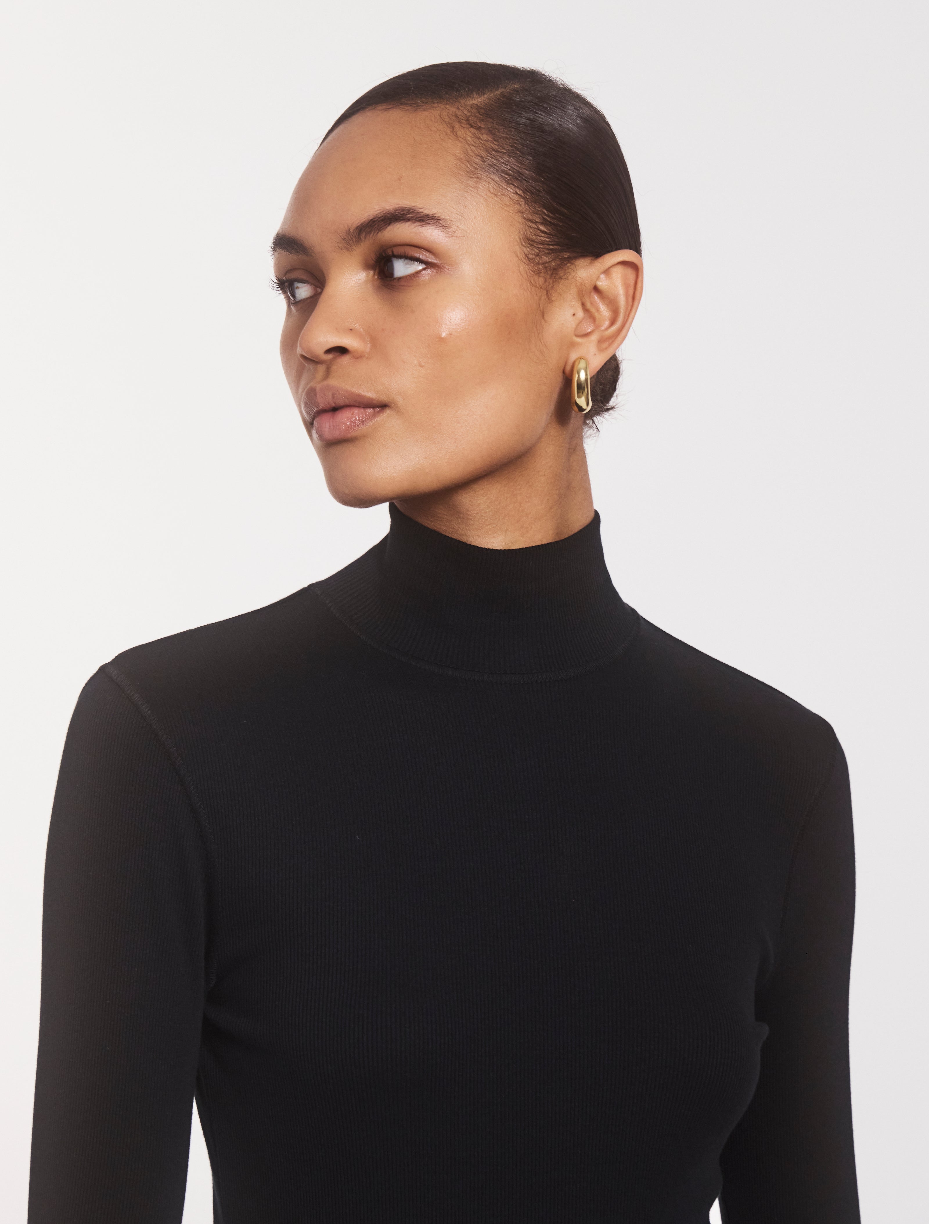 Black Ribbed Long Sleeve Top - Suri