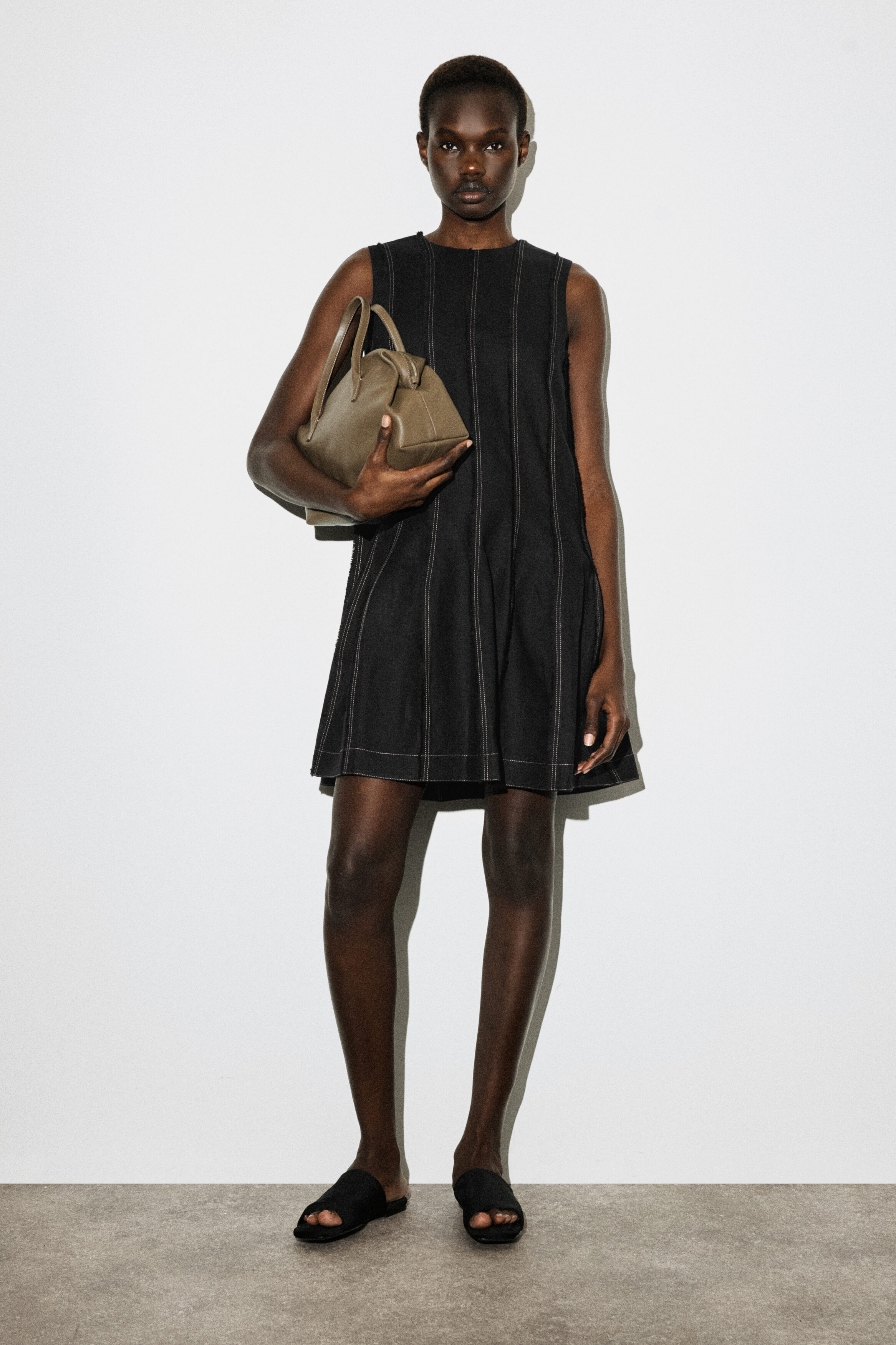 Sculpted Pleated Mini Dress