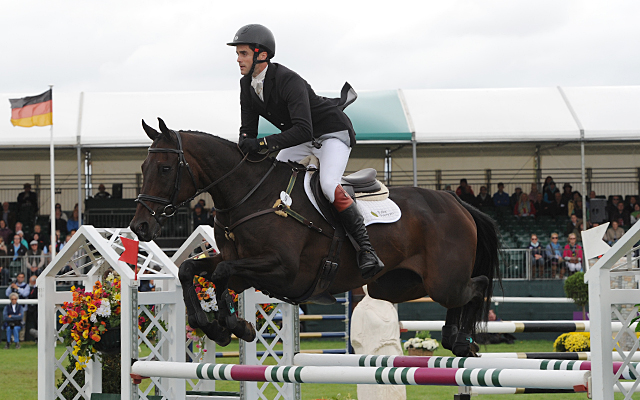 Ben Way riding GALLEY LIGHT during the show jumping phase of The Land Rover Burghley Horse Trials near Stamford in Lincolnshire UK on 4th September 2016