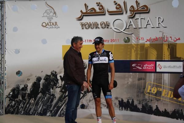 Heinrich Haussler (Garmin-Cerv&eacute;lo) speaks with Eddy Merckx