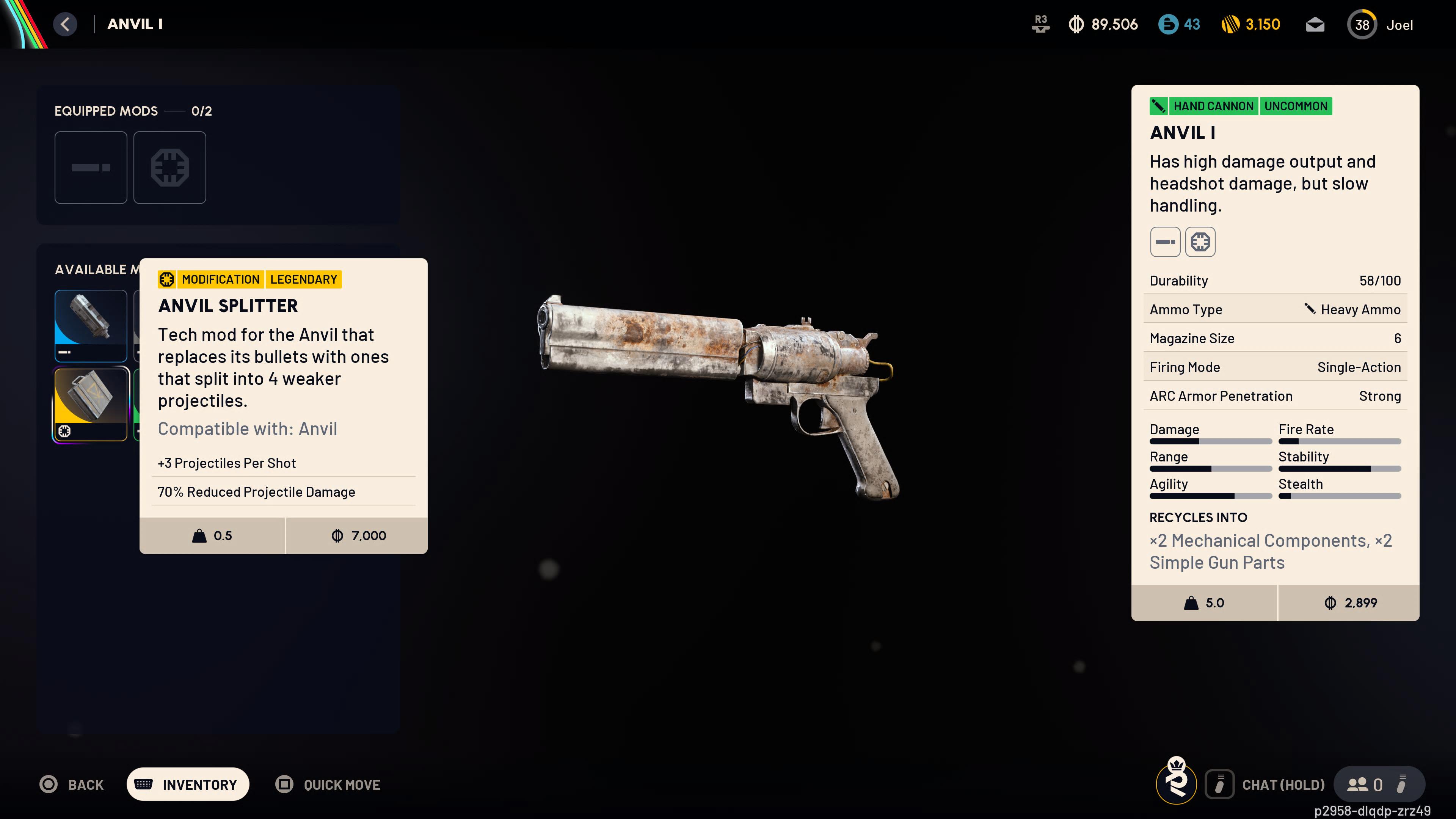 A legendary Anvil mod in Arc Raiders