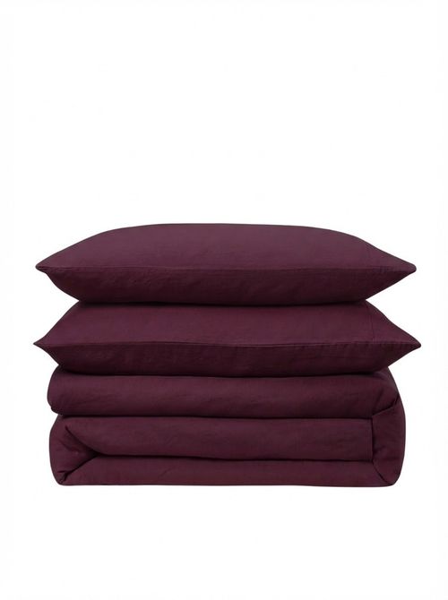 Linen Blend Duvet Set in Berry
