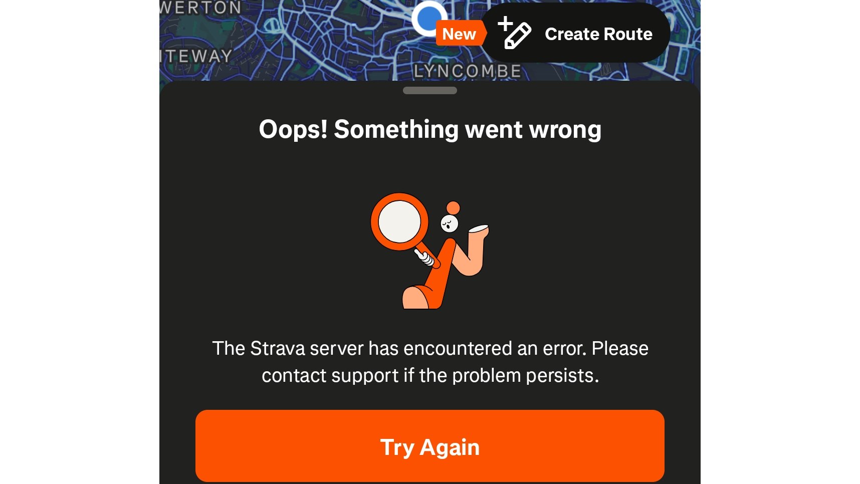 Strava&#039;s &amp;quot;Something went wrong&amp;quot; in app messaging