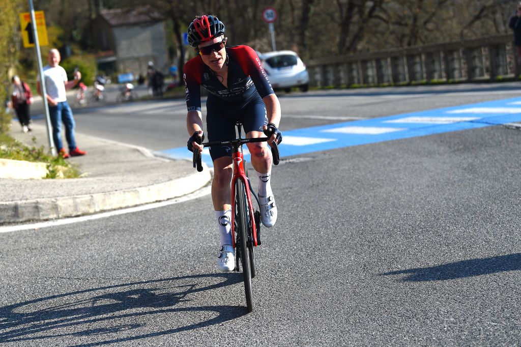 SAN MARINO ITALY MARCH 24 Ben Tulett of United Kingdom and Team INEOS Grenadiers attacks in the final climb during the 36th Settimana Internazionale Coppi e Bartali 2022 Stage 3 a 1471km stage from San Marino to San Marino 648m CoppieBartali on March 24 2022 in San Marino Italy Photo by Dario BelingheriGetty Images