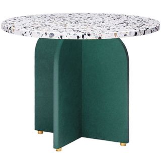 confetti coffee table with grey base and white background