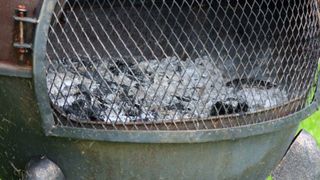 picture of ash inside a cast iron chiminea