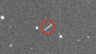 The circled streak in the center of this image is asteroid 2020 QG, which came closer to Earth than any other non-impacting asteroid on record. It was detected by the Zwicky Transient Facility on Sunday (Aug. 16), six hours after its closest approach, which took place that day at 12:08 a.m. EDT (Saturday, Aug. 15 at 9:08 p.m. PDT).