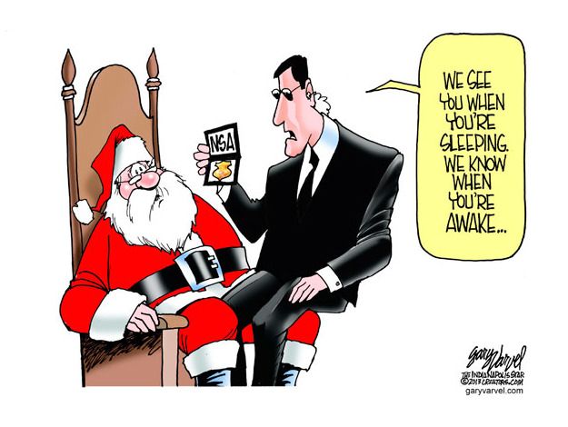 Political cartoon NSA Santa Claus