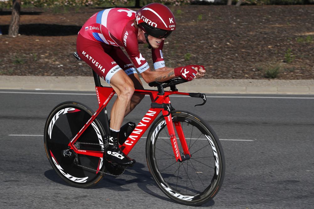Ilnur Zakarin (Katusha-Alpecin) in time trial mode