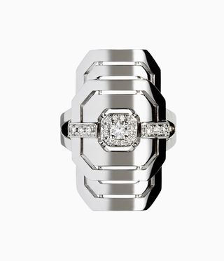 Statement diamond and silver ring