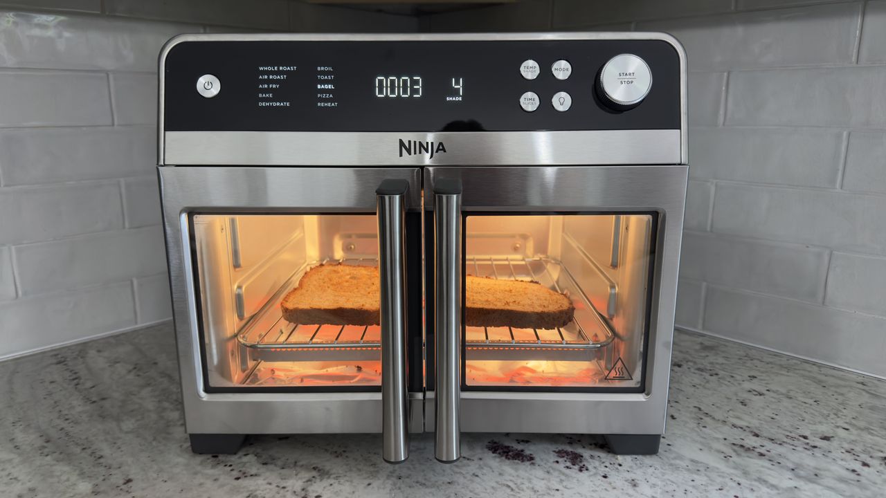 Ninja French Door Air Fryer and Countertop Oven toasting bread