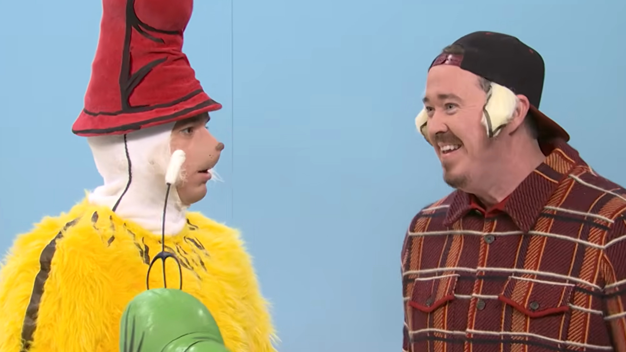 Shane Gillis laughs after he accidentally drops an f-bomb on Saturday Night Live.