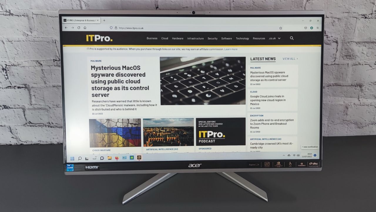 A photograph of the Acer Aspire C24 on a desk