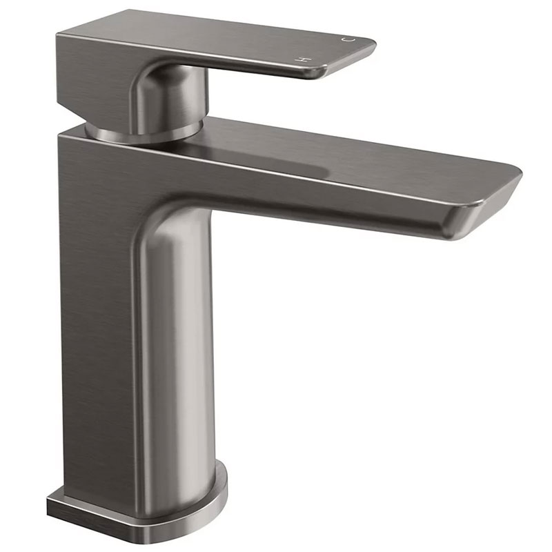 ENKI Mykonos Gunmetal Grey Contemporary Bathroom Solid Brass Swivel Lever Handle Hot &amp;amp; Cold Easy Install Single Basin Mixer Tap