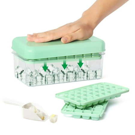 Fifokicho Large Ice Cube Trays Can Make 60pcs Once Time, Ice Compartments With Lids and Storage Containers for Ice Cubes,bpa-Free Green Double Plastic Ice Cube Maker