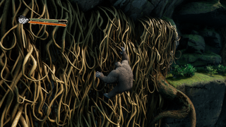 King Kong climbing vines in Skull Island: Rise of Kong.