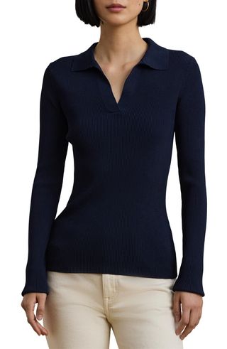 Long Sleeve Johnny Collar Polo Sweater