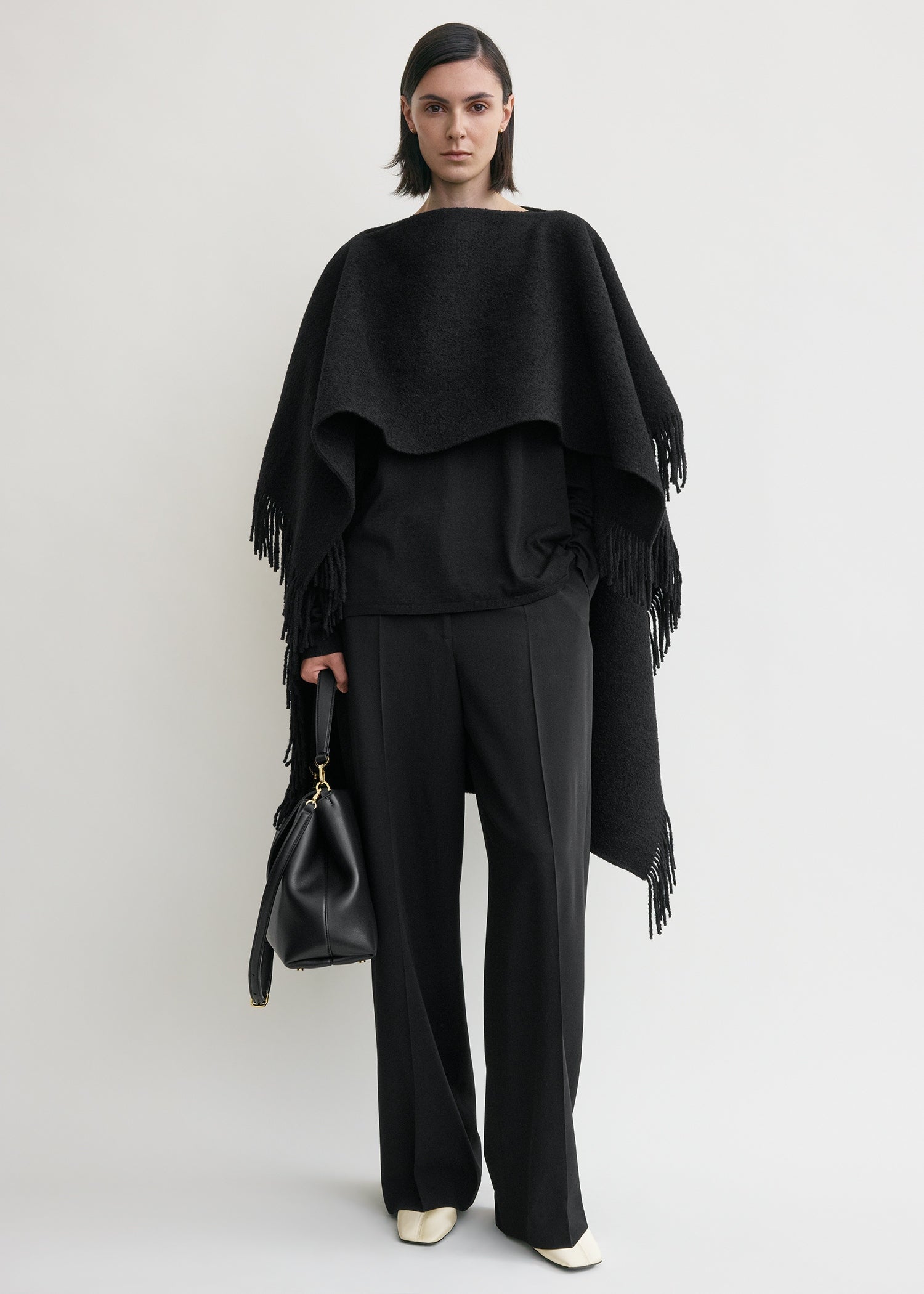 Fringed Poncho Black
