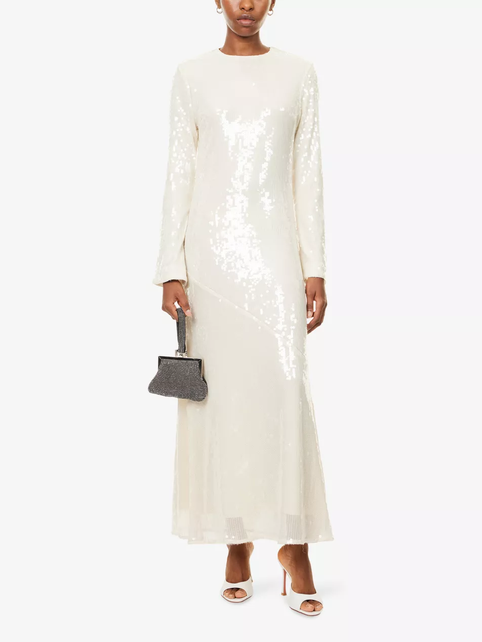 Kaisa Long-Sleeve Sequin-Embellished Maxi Dress - 6