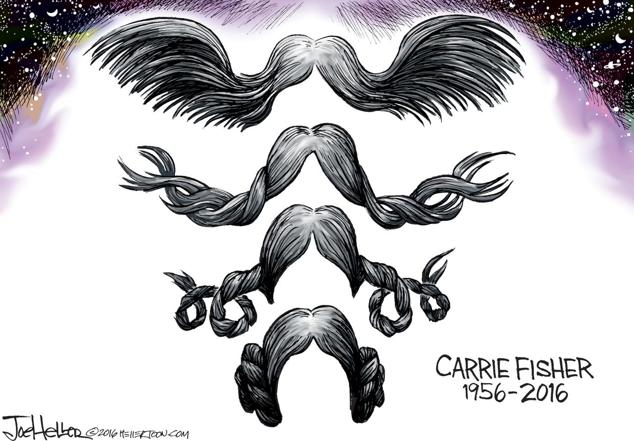 Editorial cartoon U.S. Star Wars Carrie Fisher Princess Leia