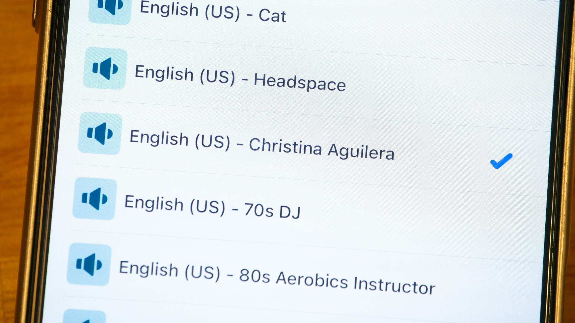 Waze app showing voice options.