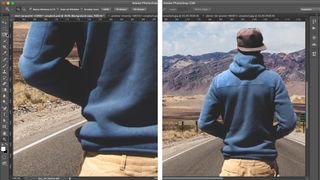 Screenshot of a man with his back to camera in Photoshop
