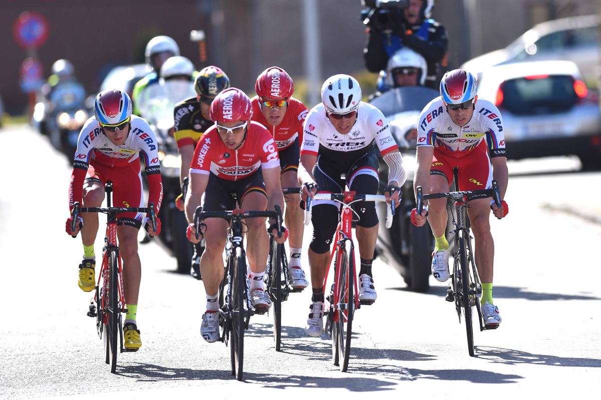The breakaway on stage 1 of De Panne