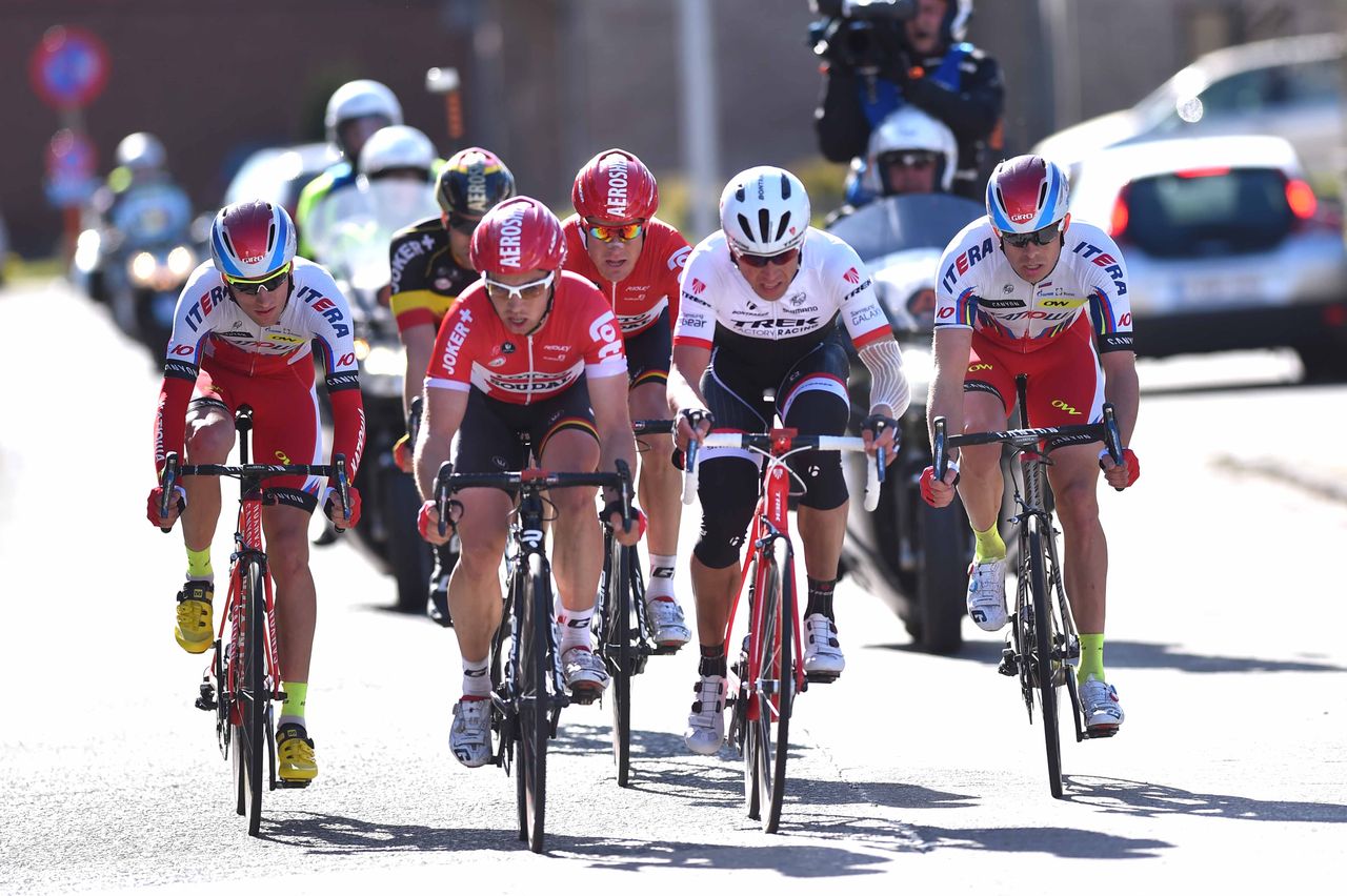 The breakaway on stage 1 of De Panne