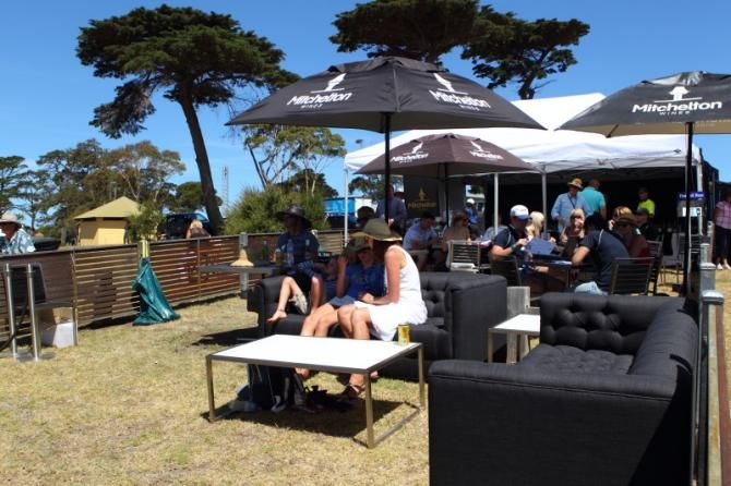 The VIP area, including a bar and soft furnishings