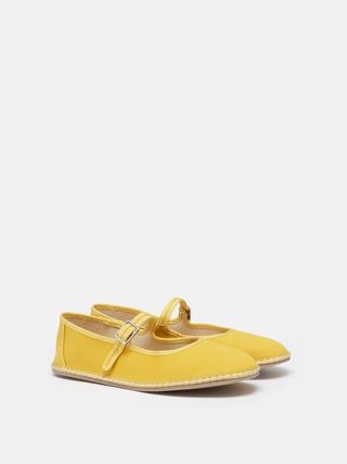 Joules, Maddison Yellow Canvas Mary Jane Shoes