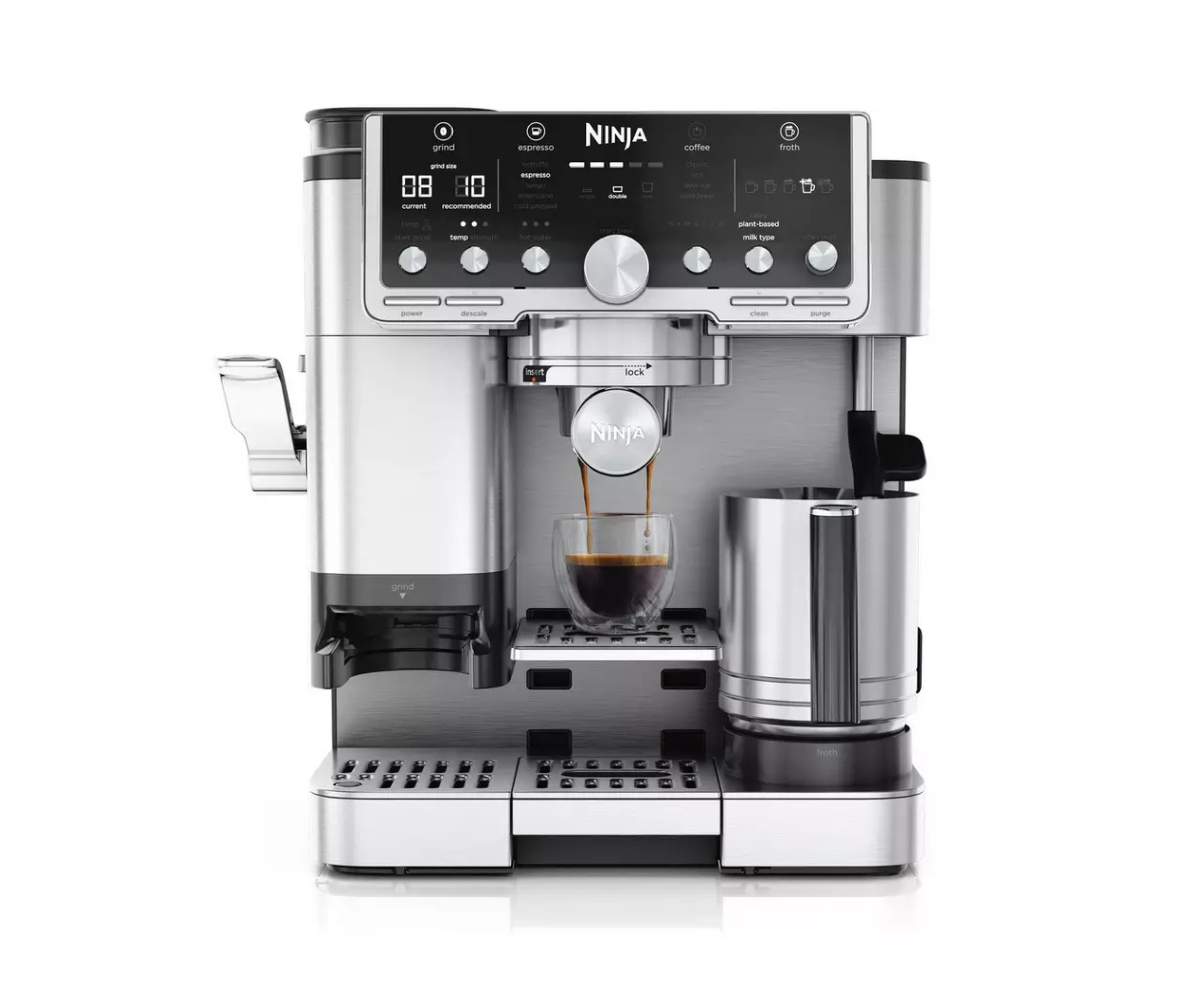 Ninja Luxe Caf&eacute; Pro Espresso Maker in silver against a white background