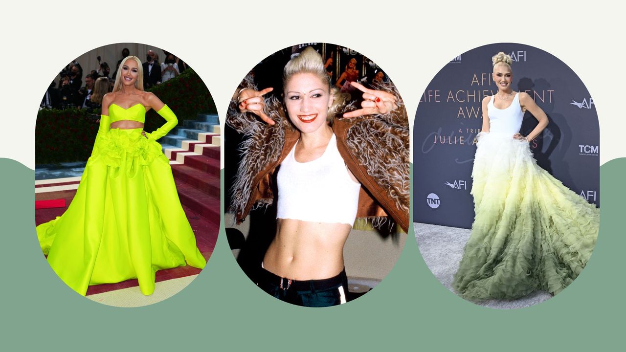 composite of Gwen Stefani&#039;s most show-stopping looks from the 90s to now