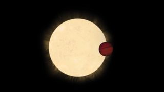 Artist's impression of the star HD 93396 and its hot Jupiter planet, KELT-11b.