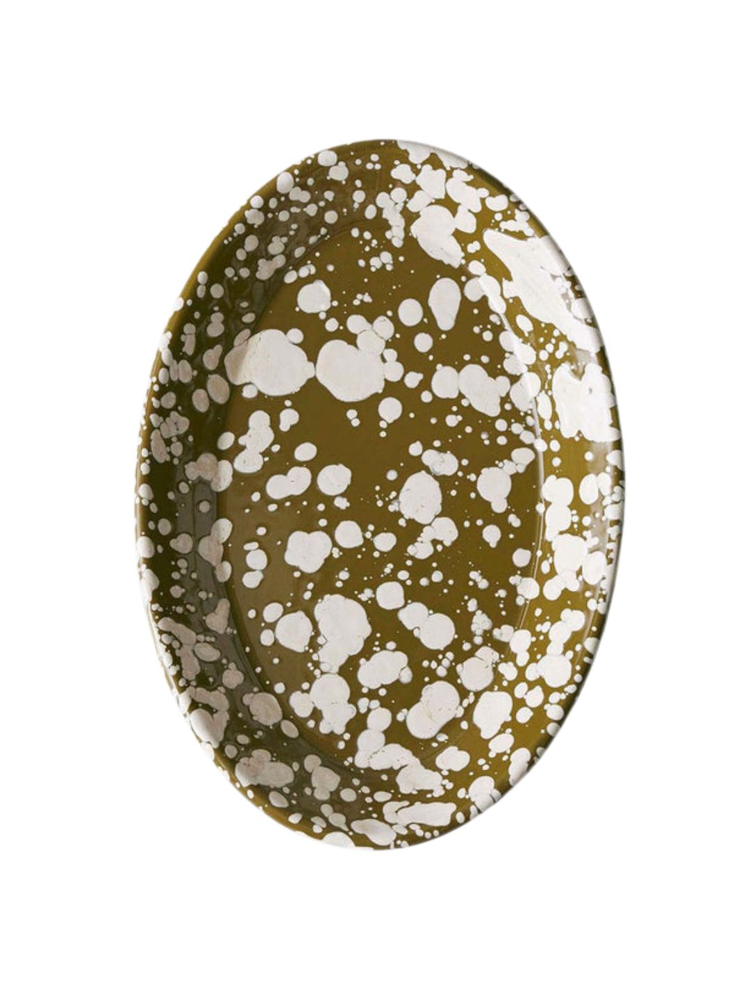 TOAST, Splatter Enamel Platter in Olive/Ecru