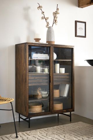living room wooded display cabinet