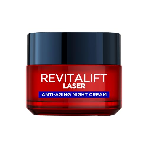 L&rsquo;or&eacute;al Paris Laser Renew Triple Action Anti-Ageing Night Cream, Reduce Wrinkle Appearance, Moisturise and Boost Skin Radiance, Pro-Retinol, Hyaluronic Acid and Vitamin C, 50ml