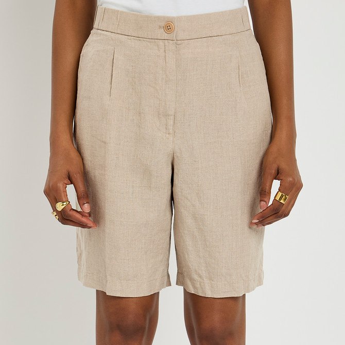 Eileen Fisher Neutral Linen Shorts